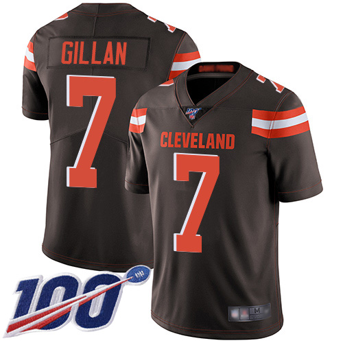 Cleveland Browns Jamie Gillan Men Brown Limited Jersey #7 NFL Football Home 100th Season Vapor Untouchable